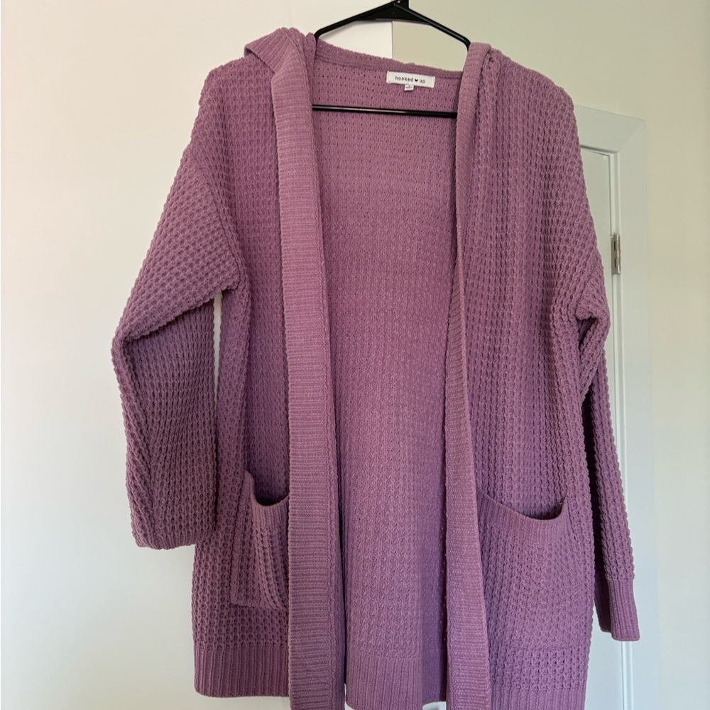 Purple Hooded Cardigan